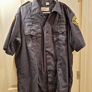 Mens Large Black Button Up Work Shirt Size XL